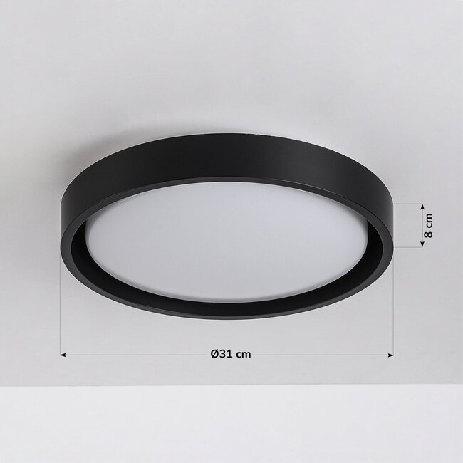 LED ceiling light Ricardo, 3-step dimmable Ø31 cm - black