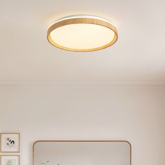 LED ceiling light Britta, 3-step dimmable Ø48.5 cm - white with wood accent