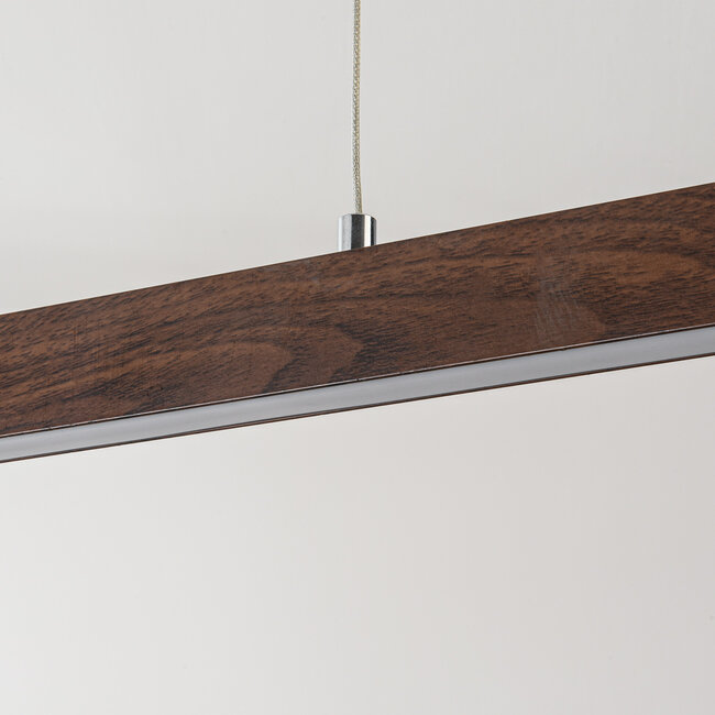 3-step dimmable pendant light Elan in dark wood look with integrated LED