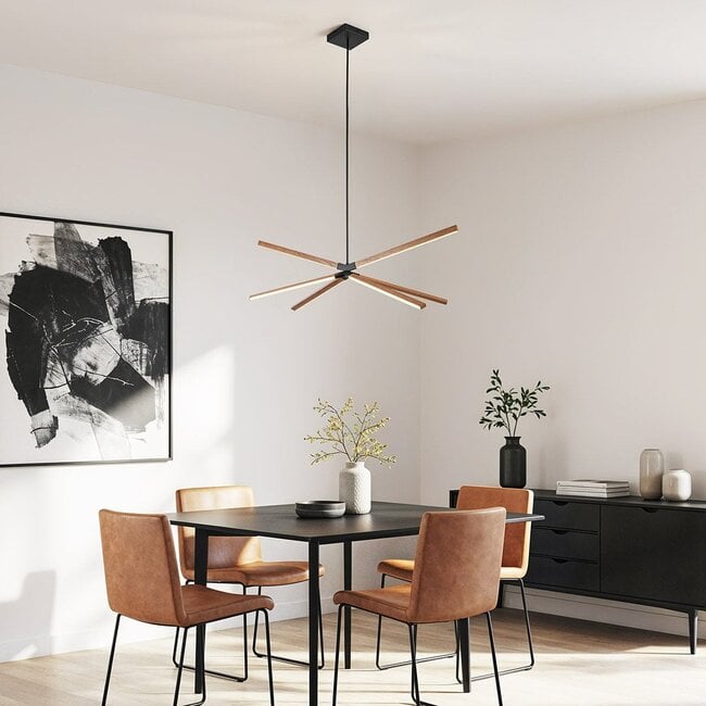 pendant light Stellar 3-step dimmable - wood effect