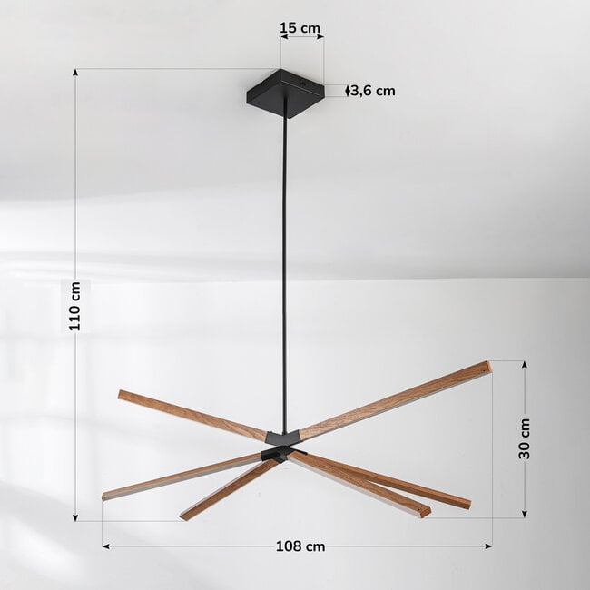 pendant light Stellar 3-step dimmable - wood effect