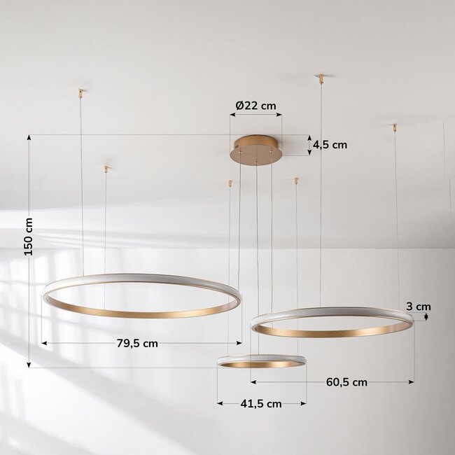 pendant light Seluna 3-step dimmable - three rings