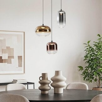 3-light pendant lamp Kafei with Gold, Smoked glass and copper glass - 3-step dimmable