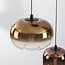 3-light pendant light Kafei with gold, smoked and copper glass - 3-step dimmable