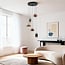 3-step dimmable pendant light Kafei with LED and glass globes in gold, smoked and copper