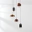3-step dimmable pendant light Kafei with LED and glass globes in gold, smoked and copper