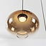 3-step dimmable pendant light Kafei with LED and glass globes in gold, smoked and copper