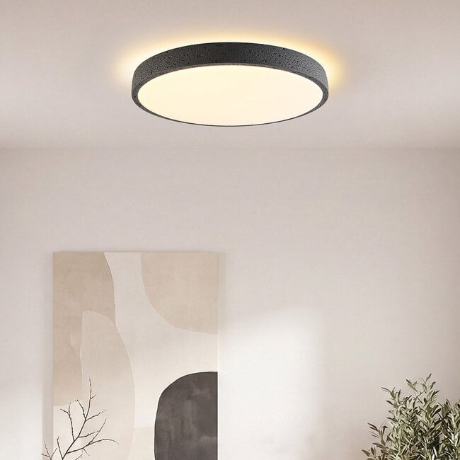 ceiling light Arvid Ø40 cm - dark grey with stone effect, 3-step dimmable