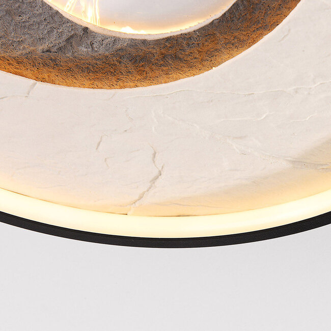 ceiling light Cercul black with grey and off-white stone effect Ø40 cm, 3-step dimmable