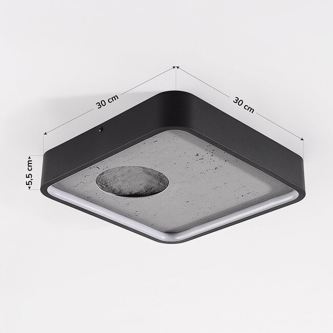ceiling light Cercal Ø30 cm - black with grey stone effect, 3-step dimmable