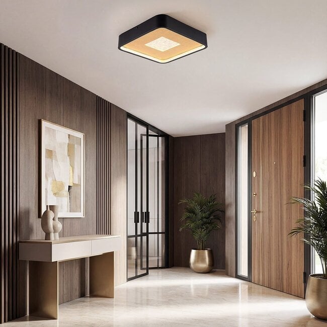 ceiling light Cercal Ø30 cm - black with gold-leaf effect, 3-step dimmable