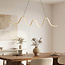 3-step dimmable designer pendant light Ariana in warm beige with wavy LED lighting