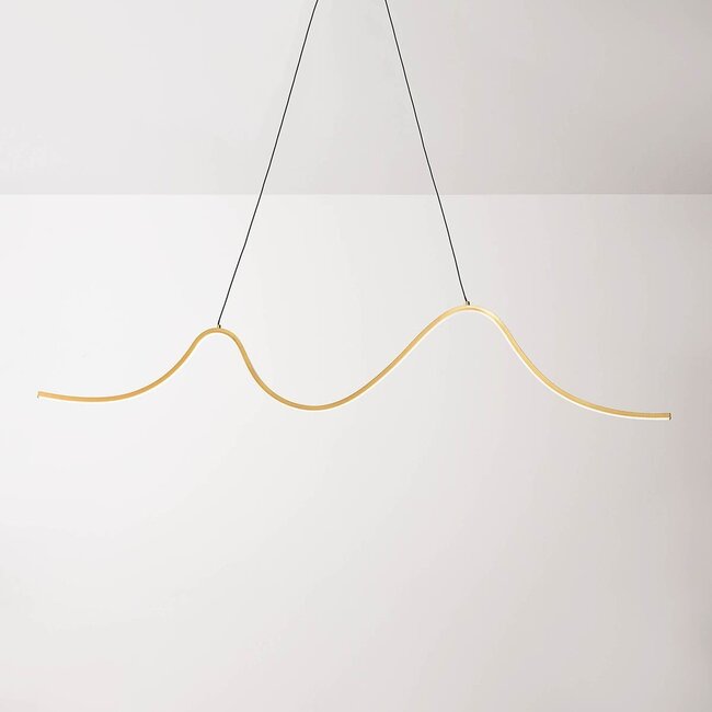 Designer pendant light Briana in gold with wavy LED lighting, 3-step dimmable