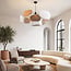 Fabric pendant lamp Zandor in taupe, ochre, white and light grey
