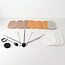 Fabric pendant lamp Zandor in taupe, ochre, white and light grey