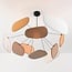 Fabric pendant lamp Zandor in taupe, ochre, white and light grey