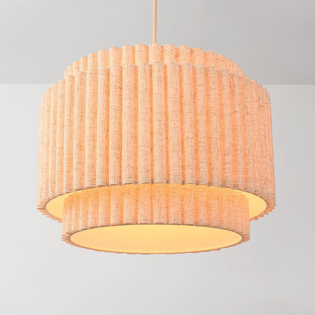 Pendant light Saven with layered linen shade