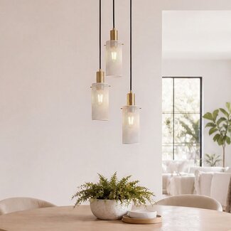 Minimalist 3-light pendant lamp Valji with perforated shades