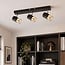 Industrial 3-light ceiling lamp Theo in black and gold
