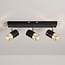 Industrial 3-light ceiling lamp Theo in black and gold