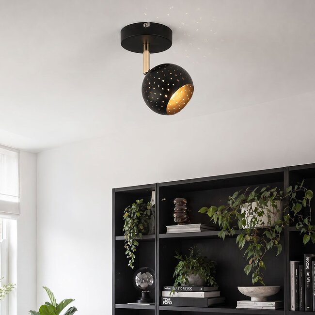 Modern 1-light ceiling spotlight Lucinda, matte-black with copper