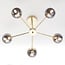 5-light industrial ceiling light Leah - gold and smoked glass