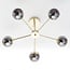 5-light industrial ceiling light Leah - gold and smoked glass