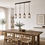 4-light pendant light Worth - matt black and smoked glass