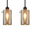 4-light pendant light Worth - matt black and smoked glass