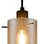 4-light pendant light Worth - matt black and smoked glass