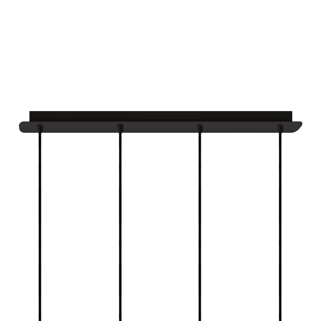 4-light pendant light Worth - matt black and smoked glass