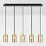 5-light pendant light Seattle - matt black, sand gold and amber