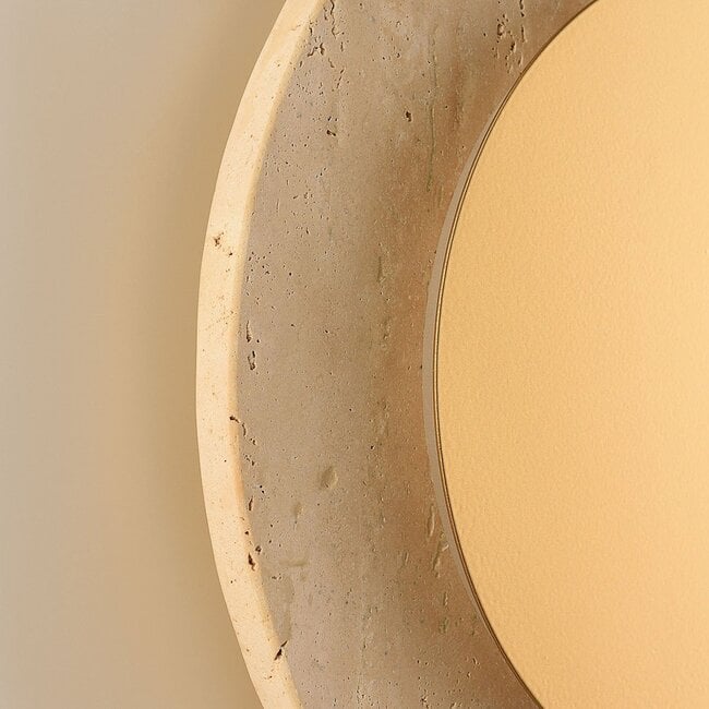 Wall lamp Kiro with integrated LED and travertine (natural stone) in gold and sand beige