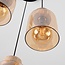 3-light pendant lamp Jawee with travertine (natural stone) and amber glass