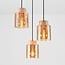 3-light pendant lamp Jawee with travertine (natural stone) and amber glass