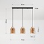 Pendant light Naki 3-light with travertine (natural stone) and amber glass