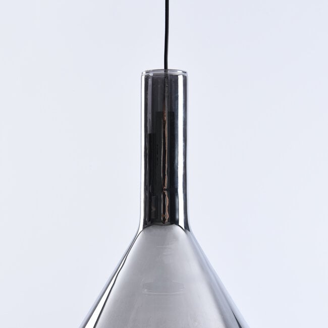 3-step dimmable pendant light Lieve - smoked glass in teardrop shape