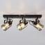 3-light ceiling light Maud with smoked grey glass - black