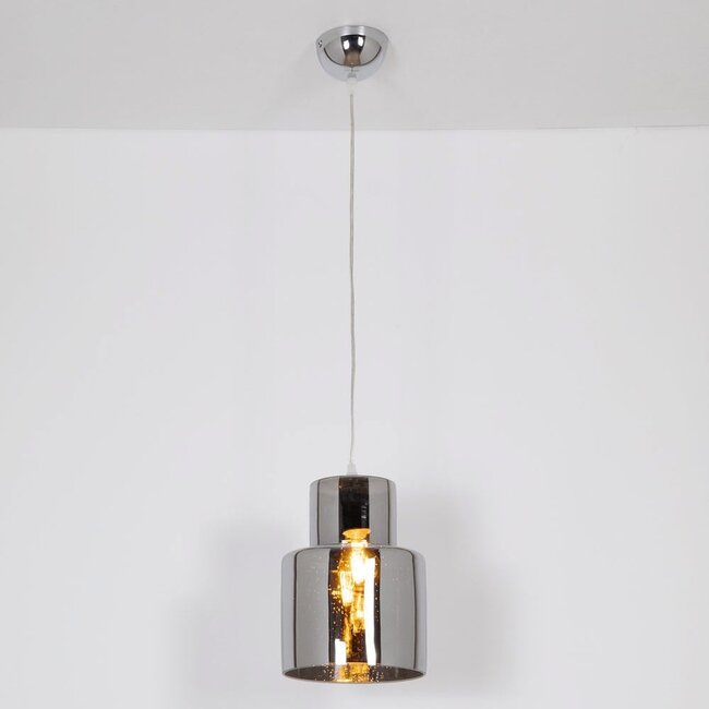pendant light Fonky with smoked glass - smoked and chrome