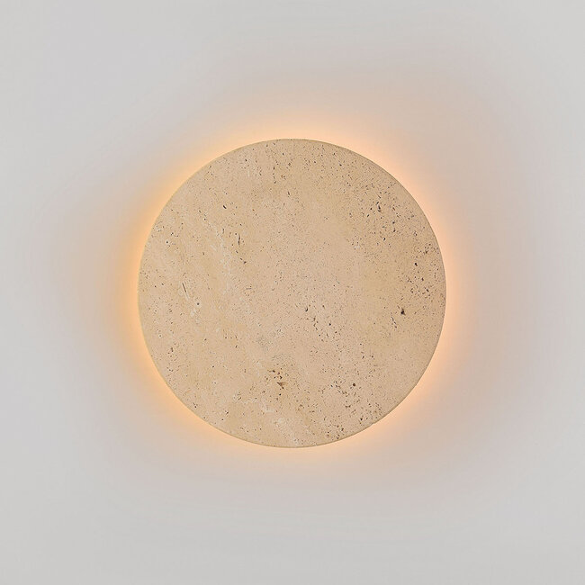 Wall light Plawi with integrated LED and travertine (natural stone)
