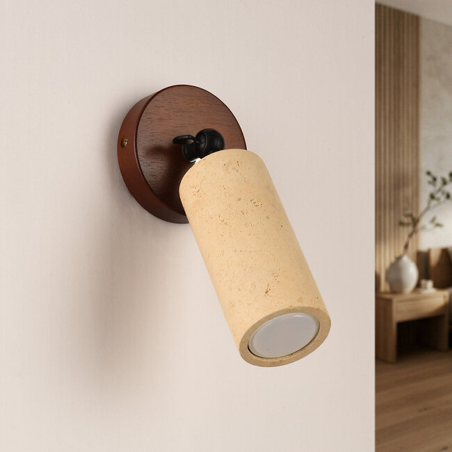 Jorie wall light with travertine (natural stone) and wood