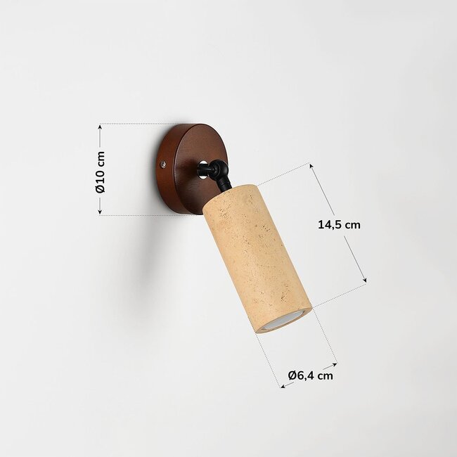 Jorie wall light with travertine (natural stone) and wood