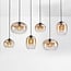 6-light pendant lamp Opale with amber ombre glass
