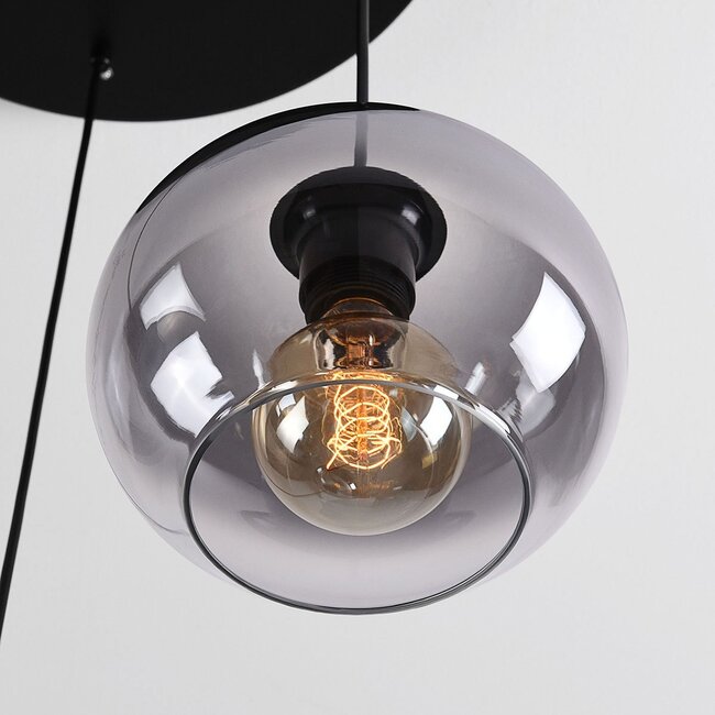 3-light pendant lamp Olare with smoked ombre glass