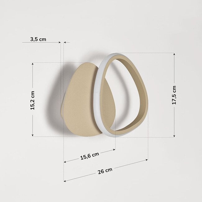 Designer wall lamp Melana with integrated LED in sand beige