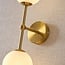 2-light wall light Runda - gold with milk-white glass globes