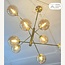8-light ceiling light Oito - gold with amber glass