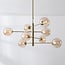 8-light ceiling light Oito - gold with amber glass