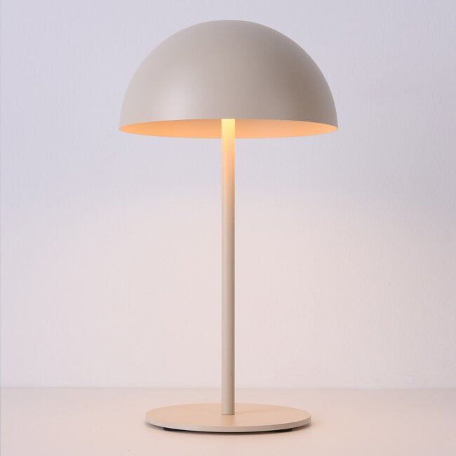 Rechargeable mushroom table lamp Vanta – beige with integrated dimmable LED