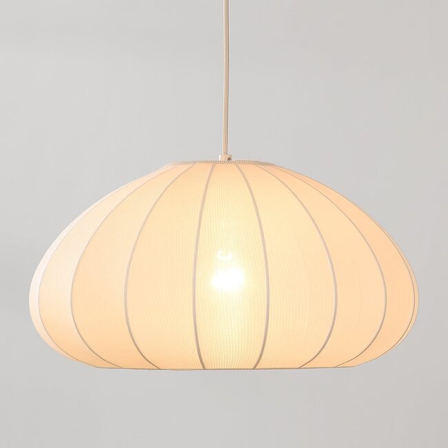 Mesh 1-light pendant light - beige fabric